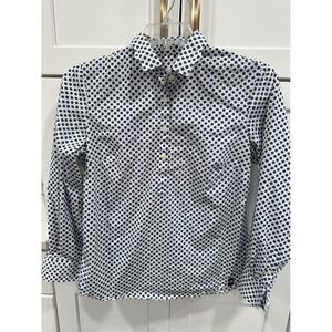 Southern Proper Women's Blue Polka Dot Button Down Long Sleeve‎ Shirt Size L